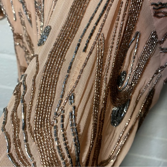 Free People Romper Plunge Beaded Pink Sparkle Women’s 6 Short Mini Dress Unique - Picture 10 of 16